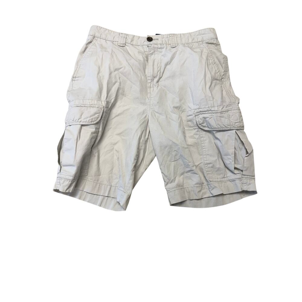 Chaps Men's Off-White Cream Cotton Ripstop Cargo Shorts Size 30